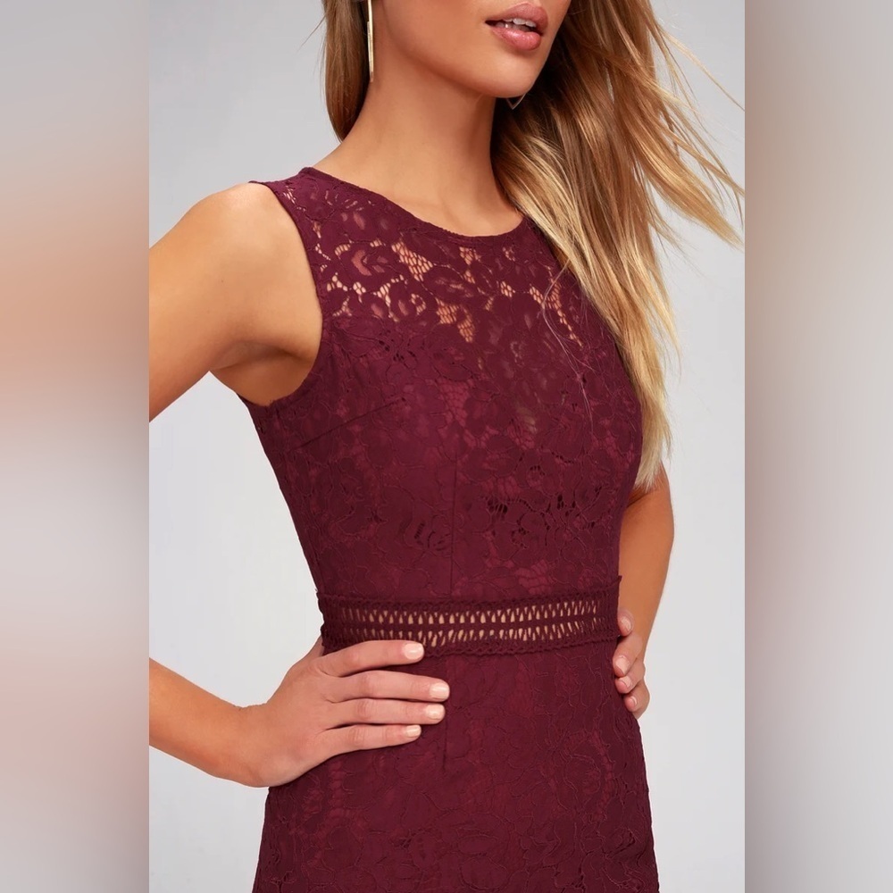 Lulus Music Of The Heart Lace Maxi Dress In Burgundy Size Small View 2
